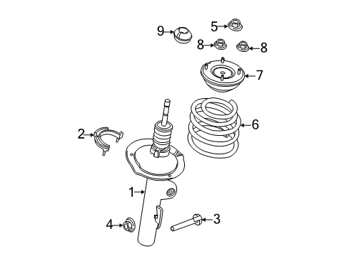 2014 Ford Police Interceptor Utility Struts & Components - Front Strut Diagram for DB5Z-18124-X