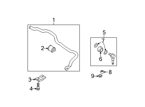 2004 Hyundai Sonata Stabilizer Bar & Components - Front Ring-Clip Diagram for 54839-29500