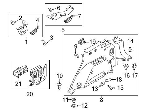 2015 Hyundai Santa Fe Interior Trim - Quarter Panels Trim Assembly-Luggage Side LH Diagram for 85730-B8070-NBC