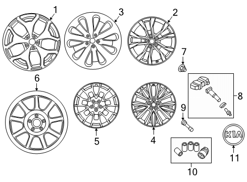 2021 Kia Telluride Wheels BLACK WHEEL LOCKS Diagram for S9F44AU001