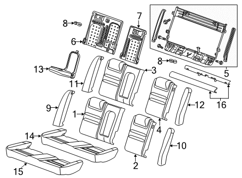 2007 Chevrolet Monte Carlo Rear Seat Components Pad Asm, Rear Seat Back Cushion Side Bolster Diagram for 19122655