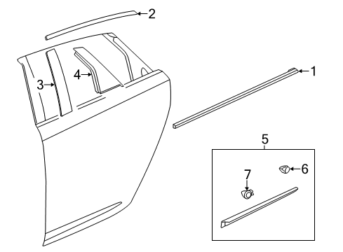 2013 Cadillac XTS Exterior Trim - Rear Door Belt Molding Diagram for 22955411