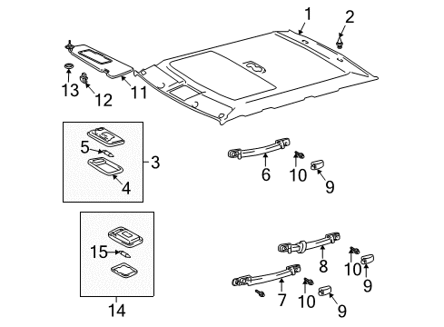 2006 Lexus ES330 Interior Trim - Roof Visor Assy, RH Diagram for 74310-33A00-A1