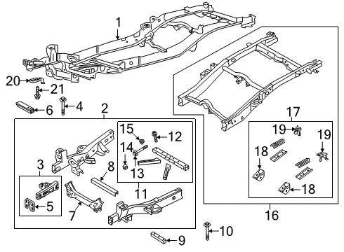 2021 Ford Ranger Frame & Components Support Plate Nut Diagram for -W520515-S442