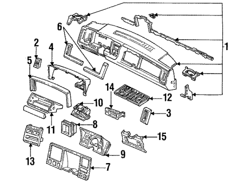 1996 GMC K1500 Suburban A/C & Heater Control Units Instrument Cluster Assembly Diagram for 16204835