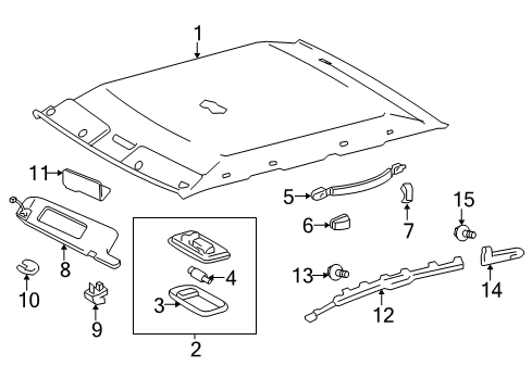 2003 Toyota Camry Interior Trim - Roof Sunvisor Diagram for 74310-AA280-A0