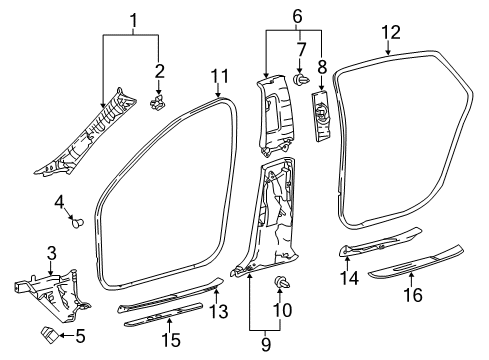 2021 Lexus LS500h Interior Trim - Pillars Clip, Front Pillar Garnish Diagram for 62217-11010