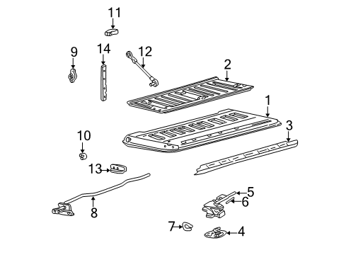 2004 Ford Explorer Sport Trac Tail Gate Bumper Diagram for F65Z-83439A00-AC