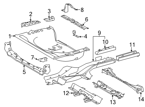 2014 Toyota RAV4 Rear Body - Floor & Rails Upper Crossmember Diagram for 57608-0R041