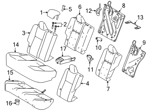 2015 Toyota Corolla Rear Seat Components Seat Back Frame Diagram for 71017-02580