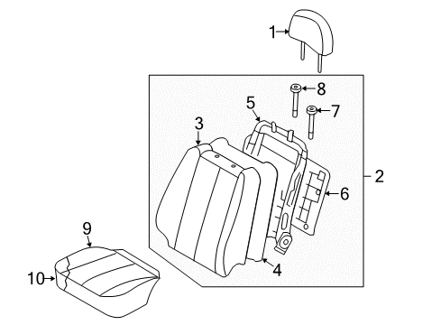 2006 Hyundai Sonata Driver Seat Components Front Driver Side Seat Cushion Covering Diagram for 88160-0A000-FZN