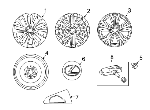 2020 Lexus RX450hL Wheels Cap Sub-Assembly, Wheel Diagram for 42602-0E010
