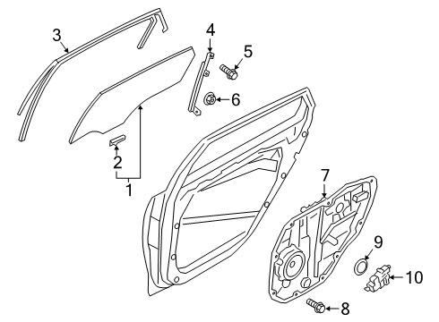 2019 Kia K900 Rear Door Glass Assembly-Rear Door Diagram for 83410J6000