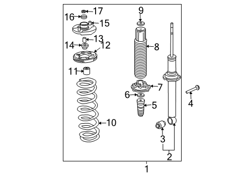 2004 Honda Accord Struts & Components - Rear Shock Absorber Assembly, Rear Diagram for 52610-SDP-A11