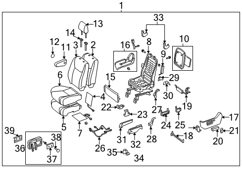 2008 Toyota Sienna Front Seat Components Table Cover Diagram for 78632-AE040-E0