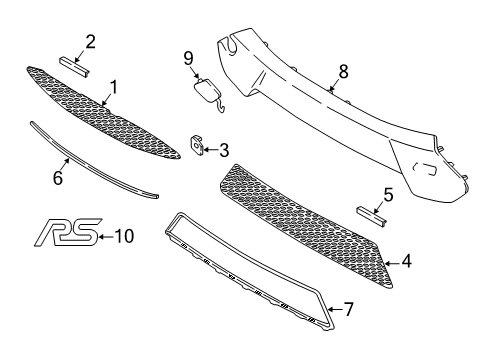 2017 Ford Focus Grille & Components Grille Surround Diagram for G1EZ-17K946-B