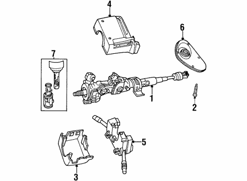 1998 Chrysler Sebring Steering Column & Wheel, Steering Gear & Linkage, Shroud, Switches & Levers Bolt-Locking Diagram for 6506112AA