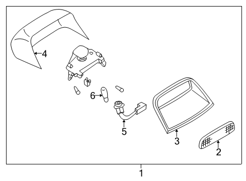2001 Nissan Altima Bulbs High Mounting Stop Lamp Socket Assembly Diagram for 26597-9E020