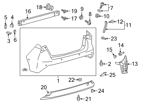 2021 Toyota Prius AWD-e Bumper & Components - Rear Lower Cover Pad Diagram for 52461-47070