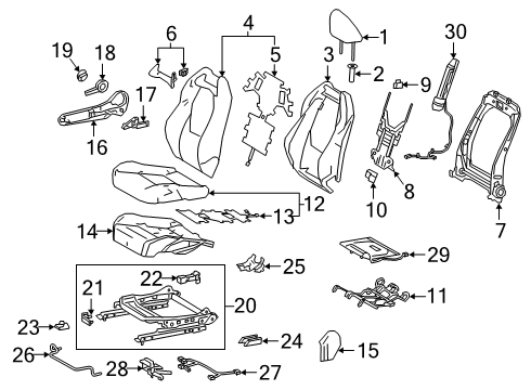 2019 Toyota Corolla Passenger Seat Components Cushion Cover Diagram for 71071-1AJ70-B5