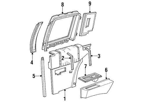 1989 Cadillac DeVille Interior Trim - Quarter Panels Lp Asm-Quarter Upper Courtesy Diagram for 20607852