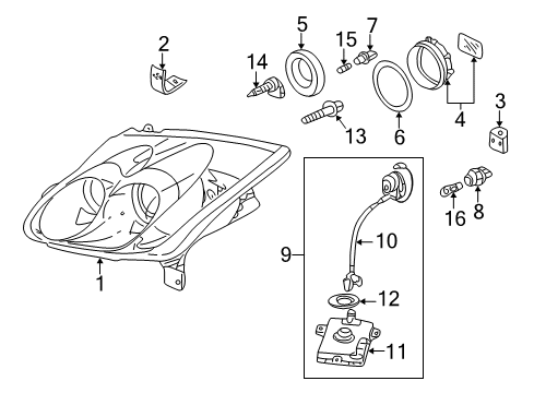 2002 Acura NSX Headlamps Cover (1) Diagram for 33127-SL0-A01