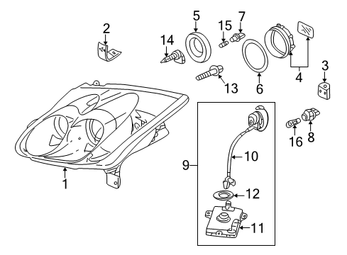 2002 Acura NSX Headlamps Bulb (12V 45Cp) Diagram for 34903-SF1-A01