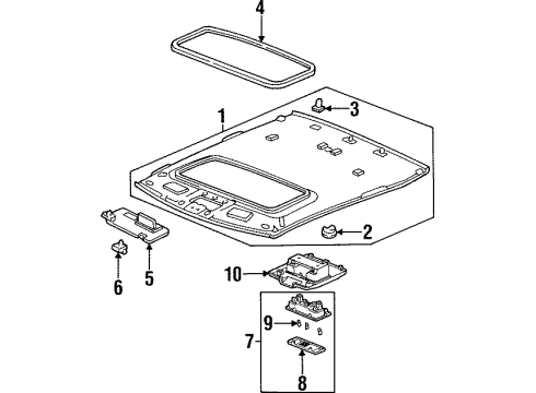 1999 Honda Prelude Interior Trim - Roof Holder, Sunvisor *NH293L* (SEAGULL GRAY) Diagram for 88217-SX0-000ZF