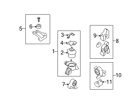 2011 Hyundai Azera Engine & Trans Mounting Engine Mounting Support Bracket Diagram for 21815-3K950
