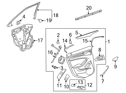 2011 Cadillac CTS Rear Door Lock Assembly Diagram for 22862242