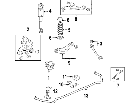 2008 Cadillac SRX Rear Suspension Components, Lower Control Arm, Upper Control Arm, Ride Control, Stabilizer Bar Stabilizer Bar Bracket Diagram for 25719675
