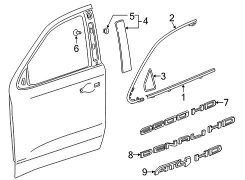 2021 GMC Sierra 2500 HD Exterior Trim - Front Door Applique Diagram for 84987908