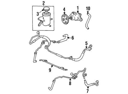 1998 Lexus LS400 P/S Pump & Hoses, Steering Gear & Linkage Power Steering Pressure Feed Tube Assembly Diagram for 44410-50060