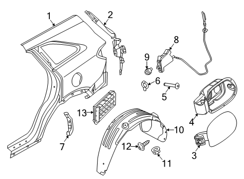 2019 Kia Sorento Quarter Panel & Components Guard-Rear Wheel, RH Diagram for 86840C6500