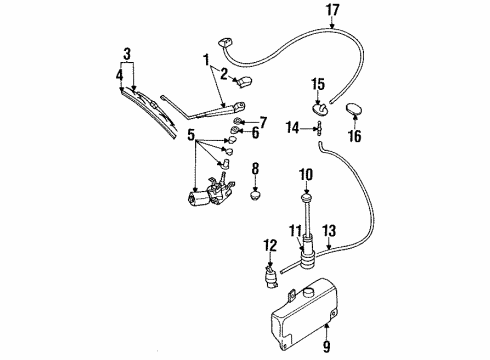 1992 Mitsubishi 3000GT Wiper & Washer Components Arm WIPER Rear Window WIPER Diagram for MB622941