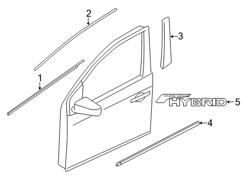 2017 Nissan Rogue Exterior Trim - Front Door Tape-Front Door Sash Rear, RH Diagram for 80818-4BA0A