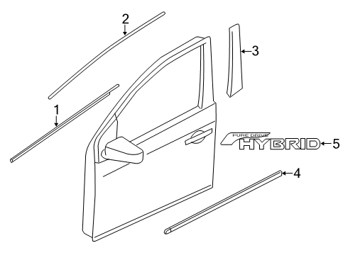2017 Nissan Rogue Exterior Trim - Front Door MOULDING Front Door SASH, Front RH Diagram for 80282-4BA3A