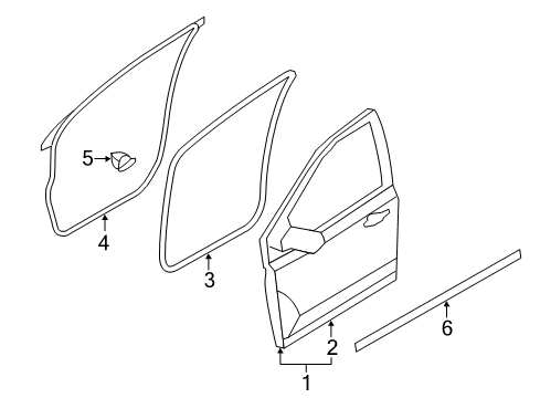 2013 Ford Edge Front Door Weatherstrip On Body Diagram for DT4Z-7820708-A