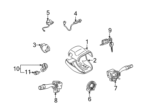 2001 Toyota Highlander Switches Cylinder & Keys Diagram for 69057-52190