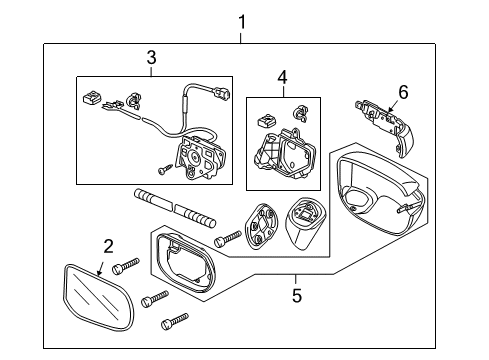 2009 Honda Civic Mirrors Mirror Assembly, Passenger Side Door (Crystal Black Pearl) (R.C.) (Heated) Diagram for 76200-SNR-C02ZM