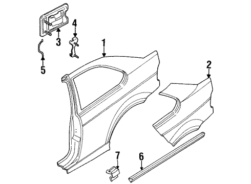 1997 BMW 318ti Quarter Panel, Exterior Moldings Moulding Fender Rear Left Diagram for 51132264513