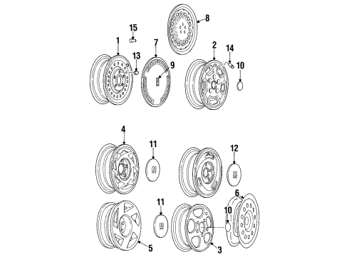 1994 Oldsmobile Achieva Wheels Wheel Trim Cover Diagram for 9592417