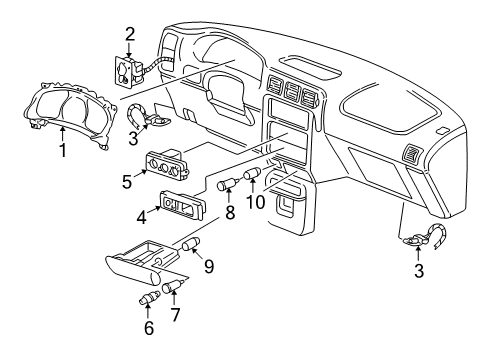 1999 Pontiac Montana Cluster & Switches Heater & Air Conditioner Control Assembly Diagram for 9364242