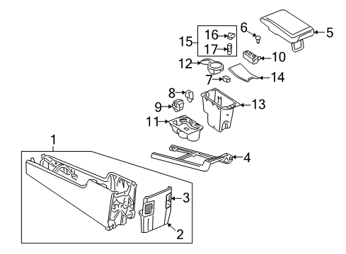 2003 Lincoln LS Floor Console Console Diagram for 3W4Z-54045A36-AAC