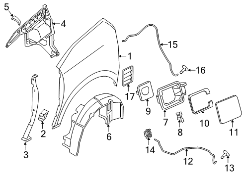 2018 BMW i3s Quarter Panel & Components Cover, Wheel Housing, Rear Left Diagram for 51717394079