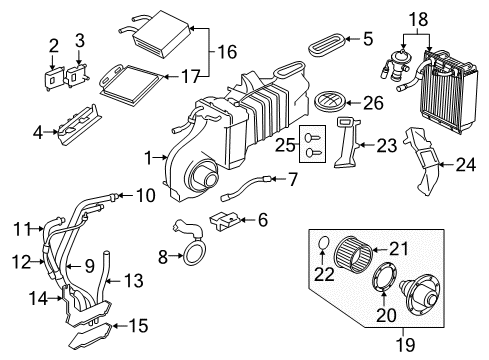 2009 Ford Explorer Blower Motor & Fan Louver Diagram for 9L1Z-19893-AB