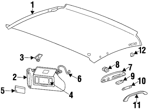 1999 Oldsmobile Intrigue Interior Trim - Roof Lamp Asm-Roof Rail Courtesy & Reading *Neutral Diagram for 10309047