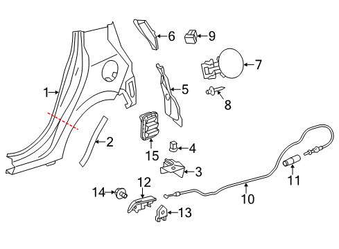 2018 Toyota Prius C Quarter Panel & Components Release Cable Diagram for 77035-52340