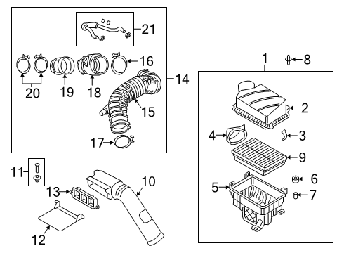 2020 Kia Forte Filters Air Cleaner Assembly Diagram for 28110M6800