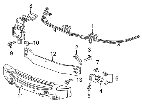 2017 Buick LaCrosse Front Bumper Upper Retainer Diagram for 90925677